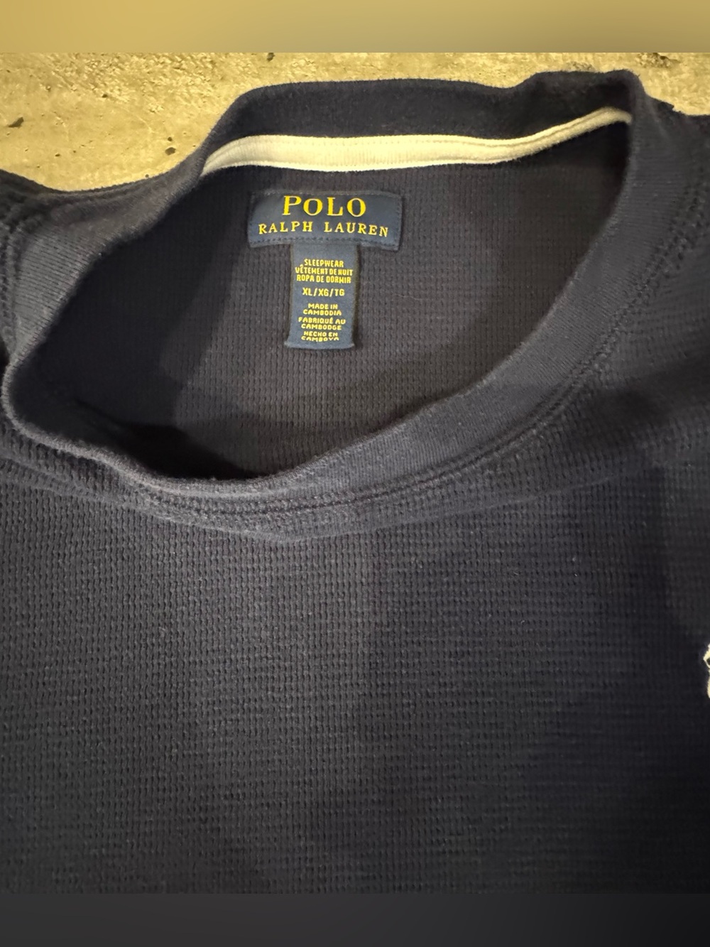 Polo Ralph Lauren Men’s XL Navy Thermal Waffle Knit Long Sleeve Shirt Pony Logo - Picture 5 of 16